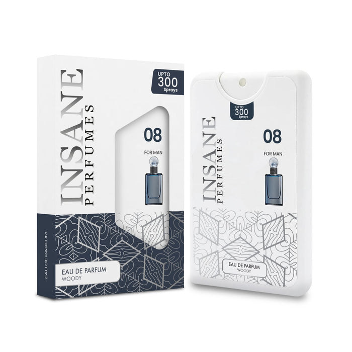 Insane Perfumes No.08 20ml pocket perfume spray and box, inspired by Bleu