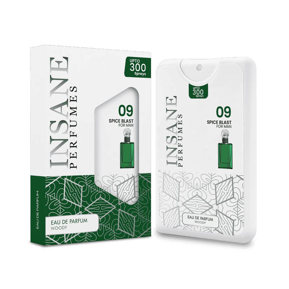 Insane Perfumes No.09 20ml pocket perfume spray and box, inspired by Spicebomb