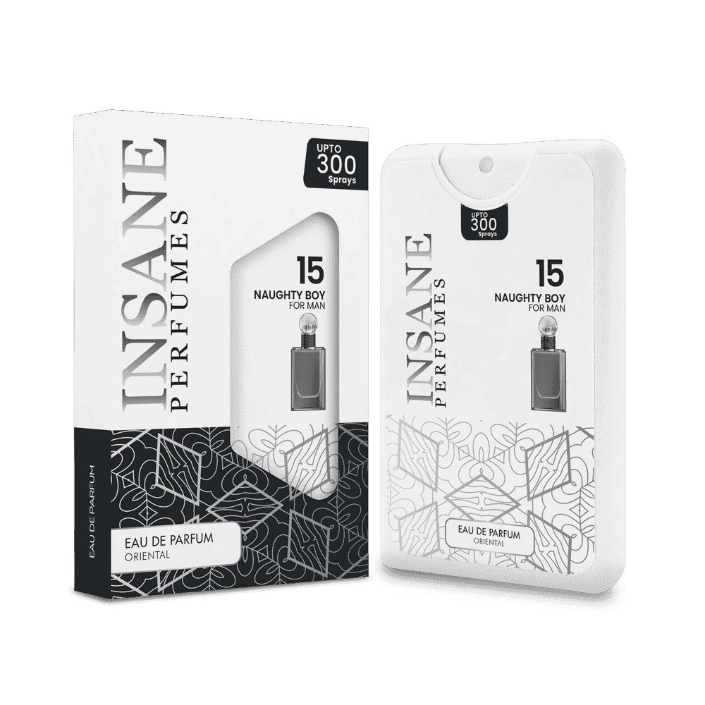 Insane Perfumes No.15 20ml pocket perfume spray and box, inspired by Bad Boy