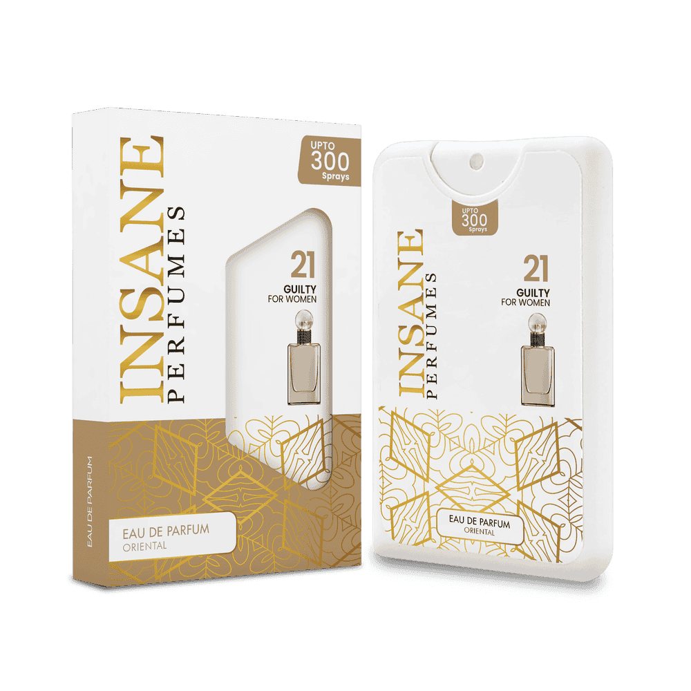 Insane Perfumes No.21 20ml pocket perfume spray and box, inspired by Guilty