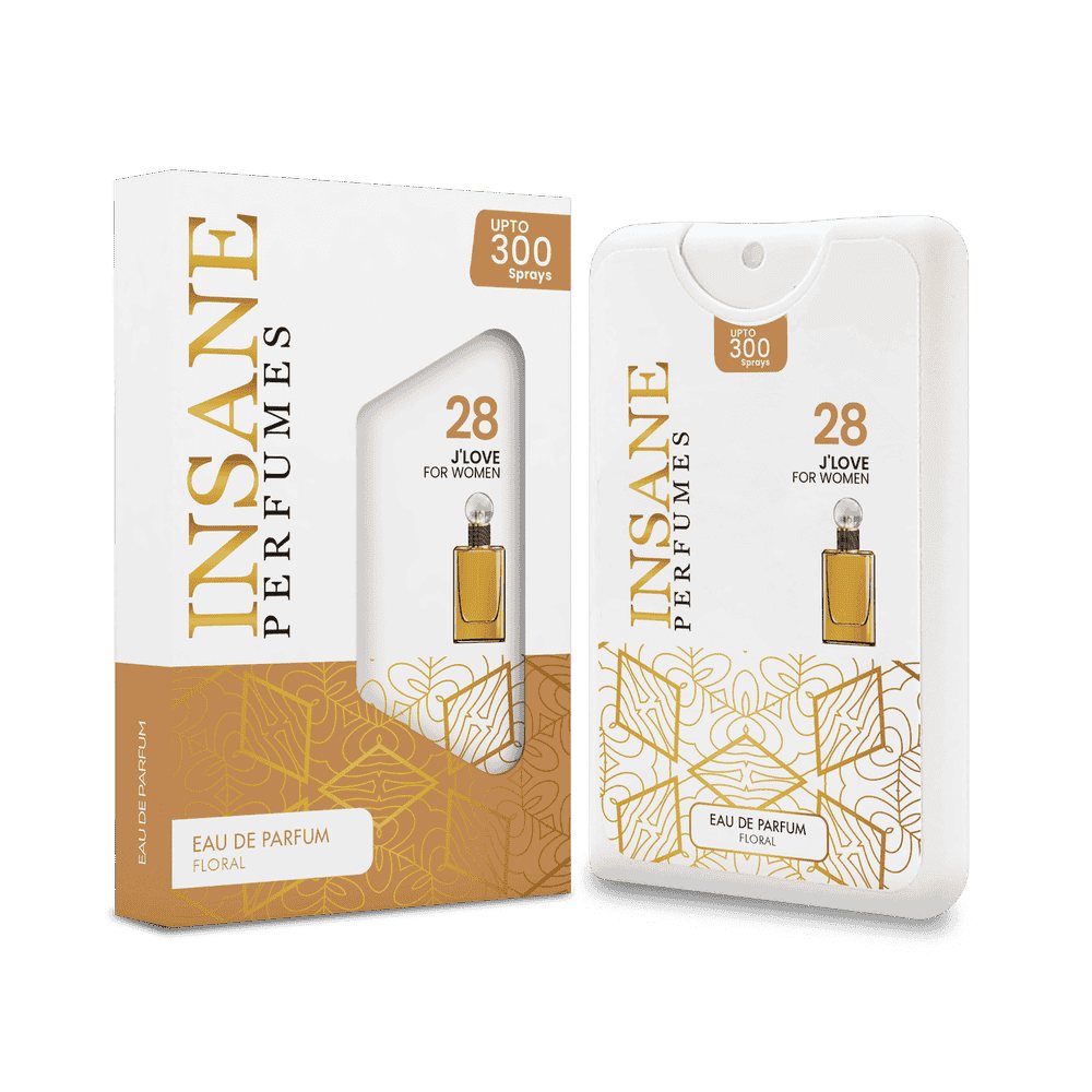 Insane Perfumes No.28 20ml pocket perfume spray and box, inspired by J'adore
