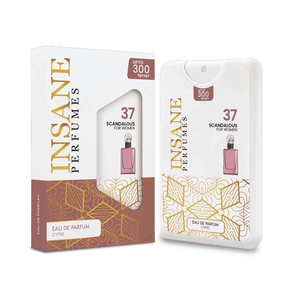 Insane Perfumes No.37 20ml pocket perfume spray and box, inspired by Scandal