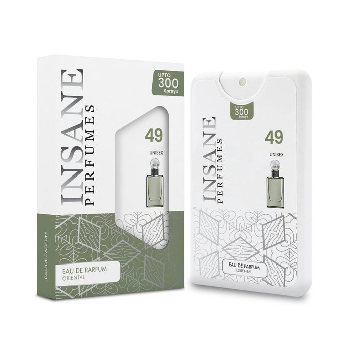 Insane Perfumes No.49 20ml pocket perfume spray and box, inspired by Halfeti