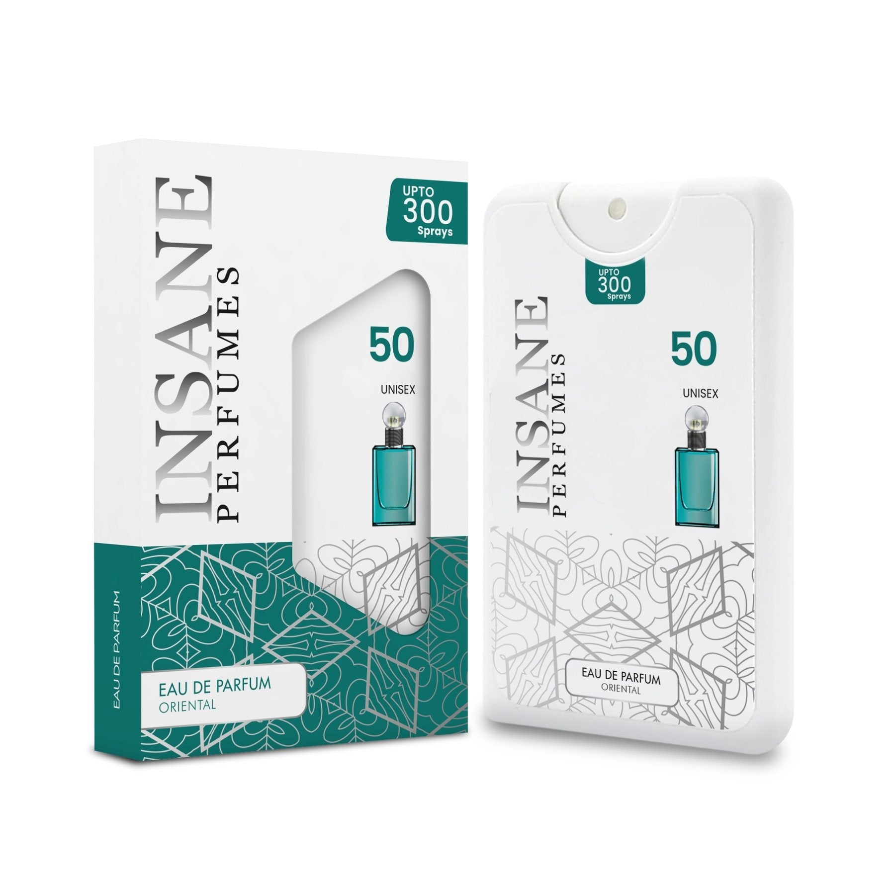 Insane Perfumes No.50 20ml pocket perfume spray and box, inspired by Erba Pura