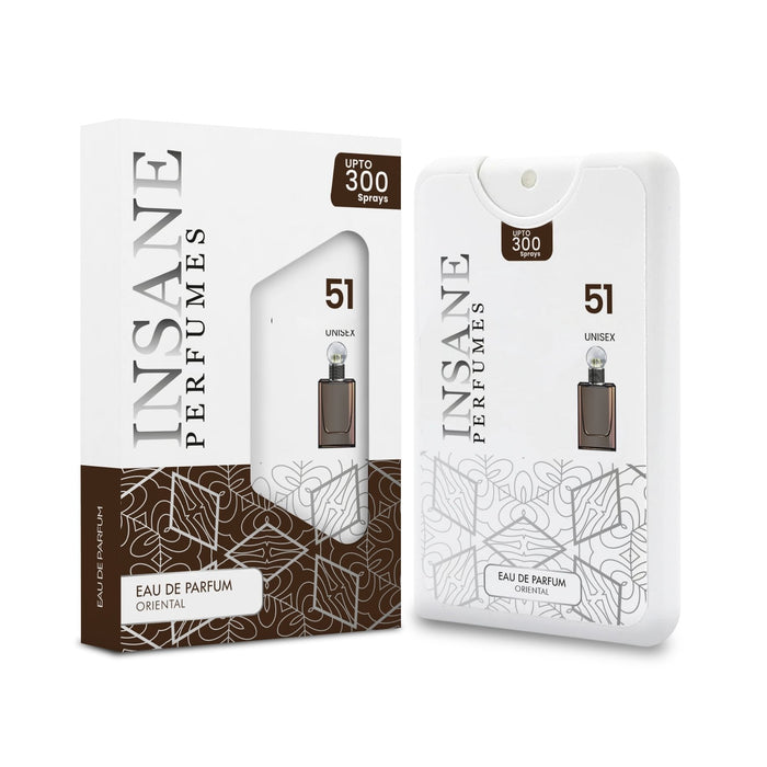 Insane Perfumes No.51 20ml pocket perfume spray and box, inspired by Ombre Nomade